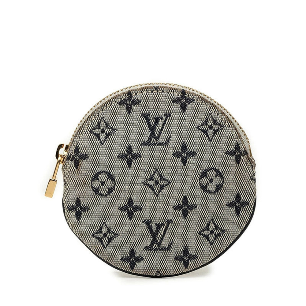 Louis Vuitton Monogram Coin Purse Long Coin Wallet Canvas Leather Navy Blue